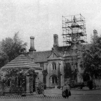 Restoration of the clock tower in 1949